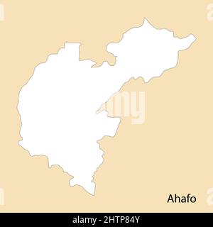 High Quality map of Ahafo is a region of Ghana, with borders of the districts Stock Vector