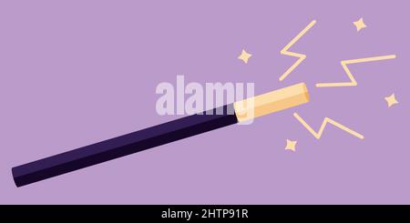 A magic wand with sparks, a wizards wand for magic tricks, spells and witchcraft. Stock Vector