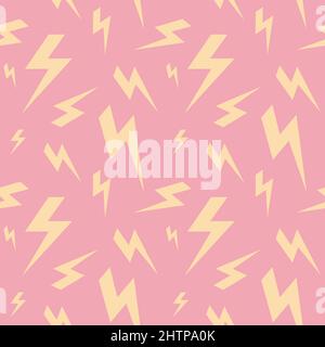 Seamless pattern with lightning on a pink background in a flat style.  Stock Vector