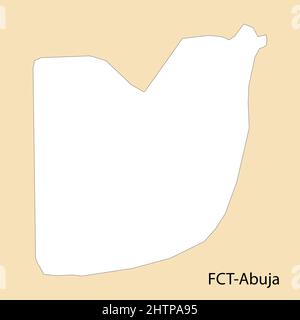 High Quality map of FCT-Abuja is a region of Nigeria, with borders of the districts Stock Vector