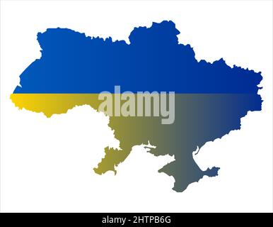 Ukraine map silhouette with gradient national flag. Ukrainian country color filled vector illustration Stock Vector