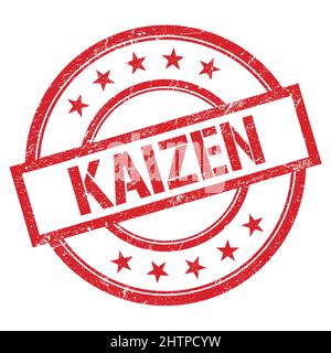 KAIZEN text written on red round vintage rubber stamp. Stock Photo