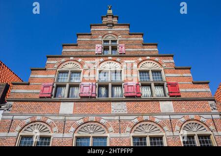 Step gable on a historic house in Vollenhove, Netherlands Stock Photo