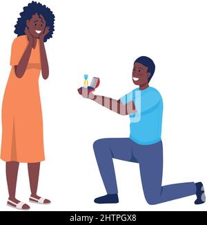 Man proposing to his beloved semi flat color vector characters Stock Vector