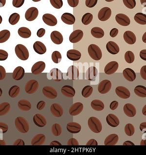 set of seamless patterns with Grain of coffee bean plant. Ornament for decoration and printing on fabric. Design element. Vector Stock Vector
