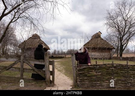 Pyrohovo (Pyrohiv) State Museum of Folk Architecture and Life of Ukraine.  Open air museum. Stock Photo