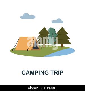 Camping Trip flat icon. Colored element sign from nature collection. Flat Camping Trip icon sign for web design, infographics and more. Stock Vector