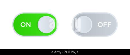 On and off switches. Slider button. Set for mobile application or website. Gradient on and off buttons. Vector illustration. Stock Vector