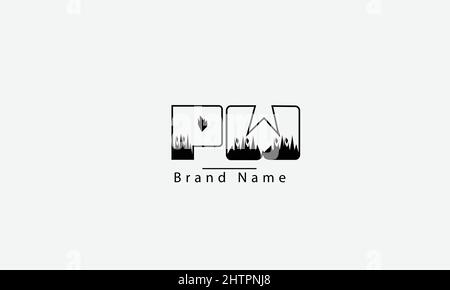 PW WP abstract vector logo monogram template Stock Vector