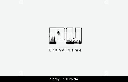 PU UP P U abstract vector logo monogram template Stock Vector