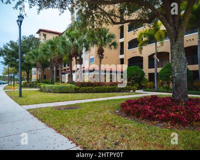 Kissimmee, Florida - February 6, 2022: Wide View of Apartment Building in Holiday Inn Resort. Stock Photo