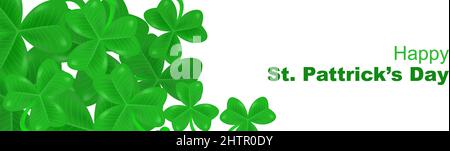 happy st patricks day modern clean background. St. Patrick's Day. 3d shamrock leaf clover. Typography. Vector illustration. Stock Vector