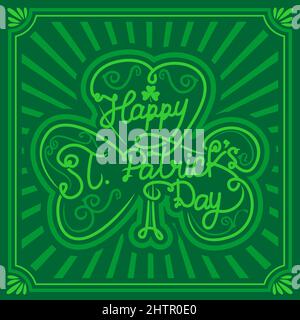 St. Patrick Day poster. happy st patricks day vintage retro typography on green background. St. Patrick's Day. shamrock leaf clover.  Vintage Vector d Stock Vector