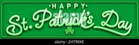 happy st patricks day 3d banner template. St. Patrick's Day. shamrock leaf clover. Typography. Vector illustration. Stock Vector