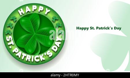 happy st patricks day 3d banner template. St. Patrick's Day. shamrock leaf clover. Typography. Vector illustration. Stock Vector