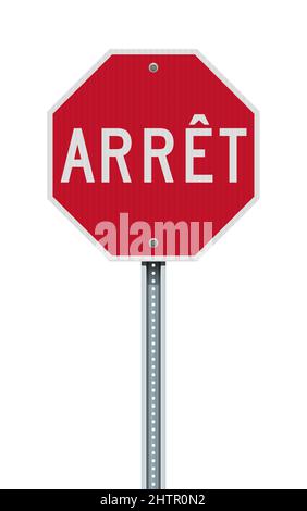 ARRET French Stop sign vector illustration. Traffic warning symbol ...