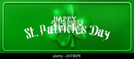 happy st patricks day  typography on green background. St. Patrick's Day. 3d shamrock leaf clover. Typography. Vector illustration. Stock Vector