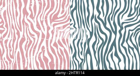 Abstract seamless vector pattern of zebra skin. Set Abstract print from the skin of wild animals. For print, web, home decor, fashion, surface Stock Vector