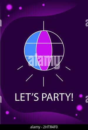 Lets party greeting card with color icon element Stock Vector