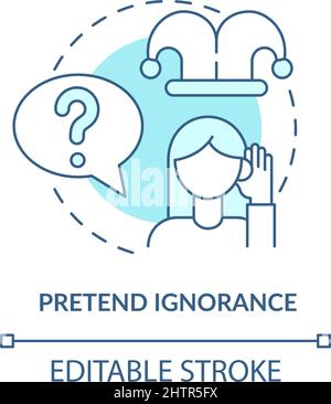 Pretend ignorance turquoise concept icon Stock Vector