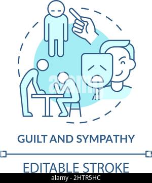 Guilt and sympathy turquoise concept icon Stock Vector