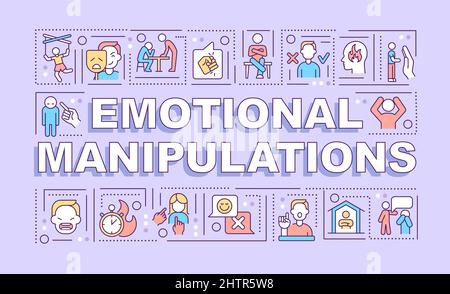 Emotional manipulations word concepts purple banner Stock Vector