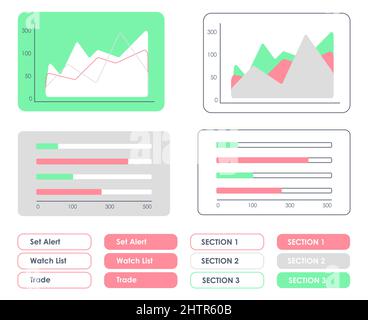 Trading infographics UI elements kit Stock Vector