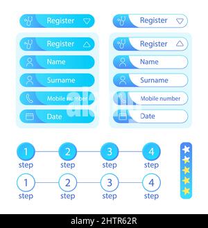 Book telehealth appointment options UI elements kit Stock Vector