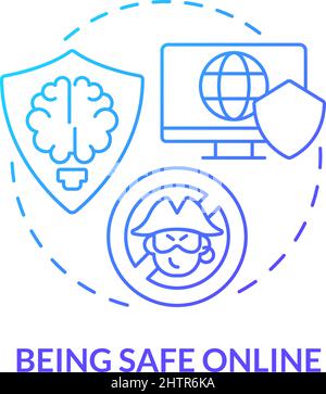 Being safe online blue gradient concept icon Stock Vector