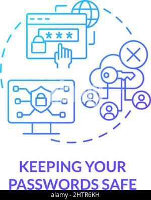 Keeping your passwords safe blue gradient concept icon Stock Vector