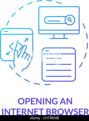 Opening internet browser blue gradient concept icon Stock Vector