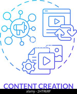 Content creation blue gradient concept icon Stock Vector