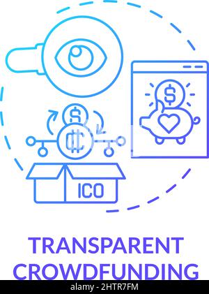 Transparent crowdfunding blue gradient concept icon Stock Vector
