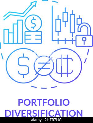 Portfolio diversification blue gradient concept icon Stock Vector