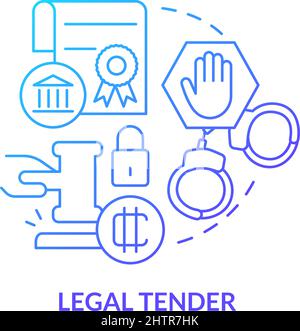 Legal tender blue gradient concept icon Stock Vector