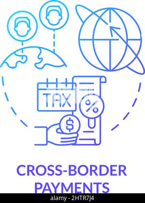 Cross-border payments blue gradient concept icon Stock Vector