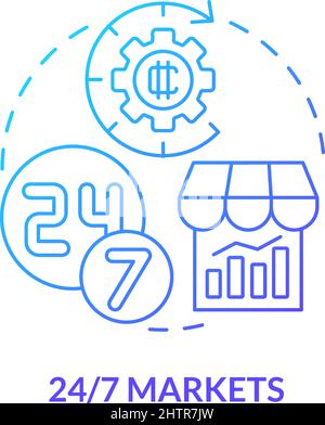 Nonstop markets blue gradient concept icon Stock Vector