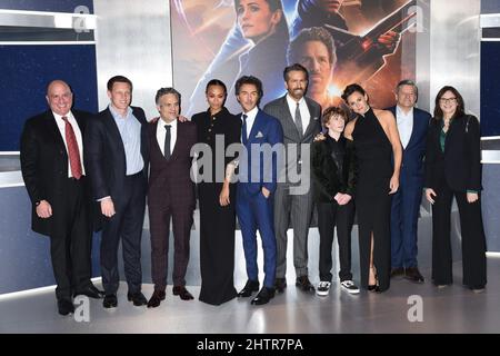 28 February 2022 - New York, New York - Mark Ruffalo, Ryan Reynolds, Walker  Scobell, Jennifer Garner. “The Adam Project” Netflix World Premiere held at  Alice Tully Hall in Lincoln Center. Photo