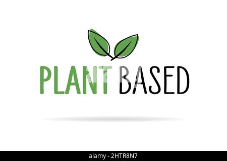 Plant based sign, icon, logo, symbol. Two leaves in a circle. Natural ...