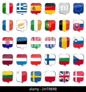 collection of flags from all national countries of European Union Stock Vector