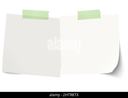 eps vector illustration with business little sticky notes in a row with colored adhesive tape and free copy space for your own text Stock Vector