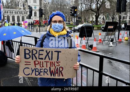 London, UK. 2nd March 2022. SODEM Anti Tory Government protesters demonstrated against the Russian Invasion of Ukraine, Parliament Square, Westminster. Credit: michael melia/Alamy Live News Stock Photo