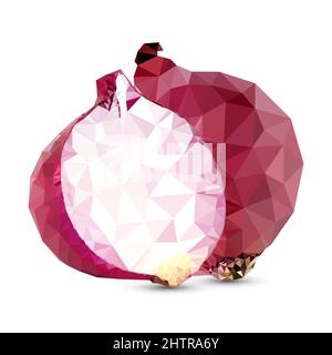 Polygon Onion vector illustration. Polygonal fruits isolated on white background. Stock Vector