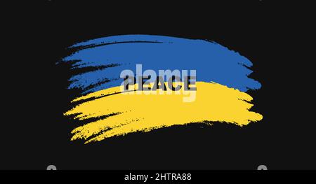Patrioctic banner for Peace in Ukraine. Watercolor flag.  Stock Vector