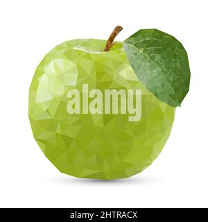 Polygon apple vector illustration. Green polygonal fruits isolated on white background. Stock Vector
