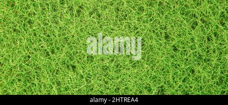 Green synthetic sponge detail texture, kitchen sponge textured background. Green banner Stock Photo