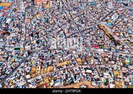 Top-down view of Puno in Peru Stock Photo