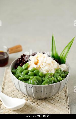 Malaysian Desserts Called Cendol. Cendol is Made From Crushed Ice Cubes, Red Bean. Stock Photo