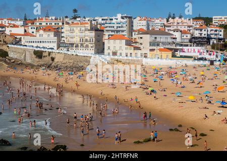 Colares, Portugal - July, 04, 2021: Praia das Macas (Apple Beach) in Colares, Portugal, on a summer day. Stock Photo