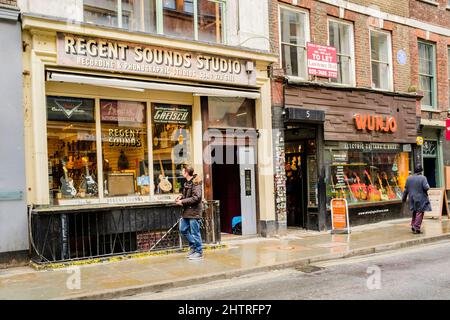 Regent Sounds Studio, Denmark Street, London, United Kingdom. Stock Photo